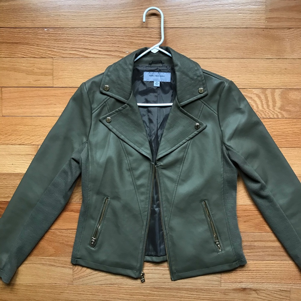 like new army green pleather jacket